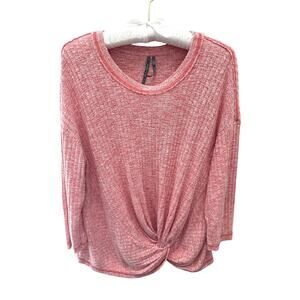 ANTHROPOLOGIE | Heathered Orange Twist Front Knit Top | Medium